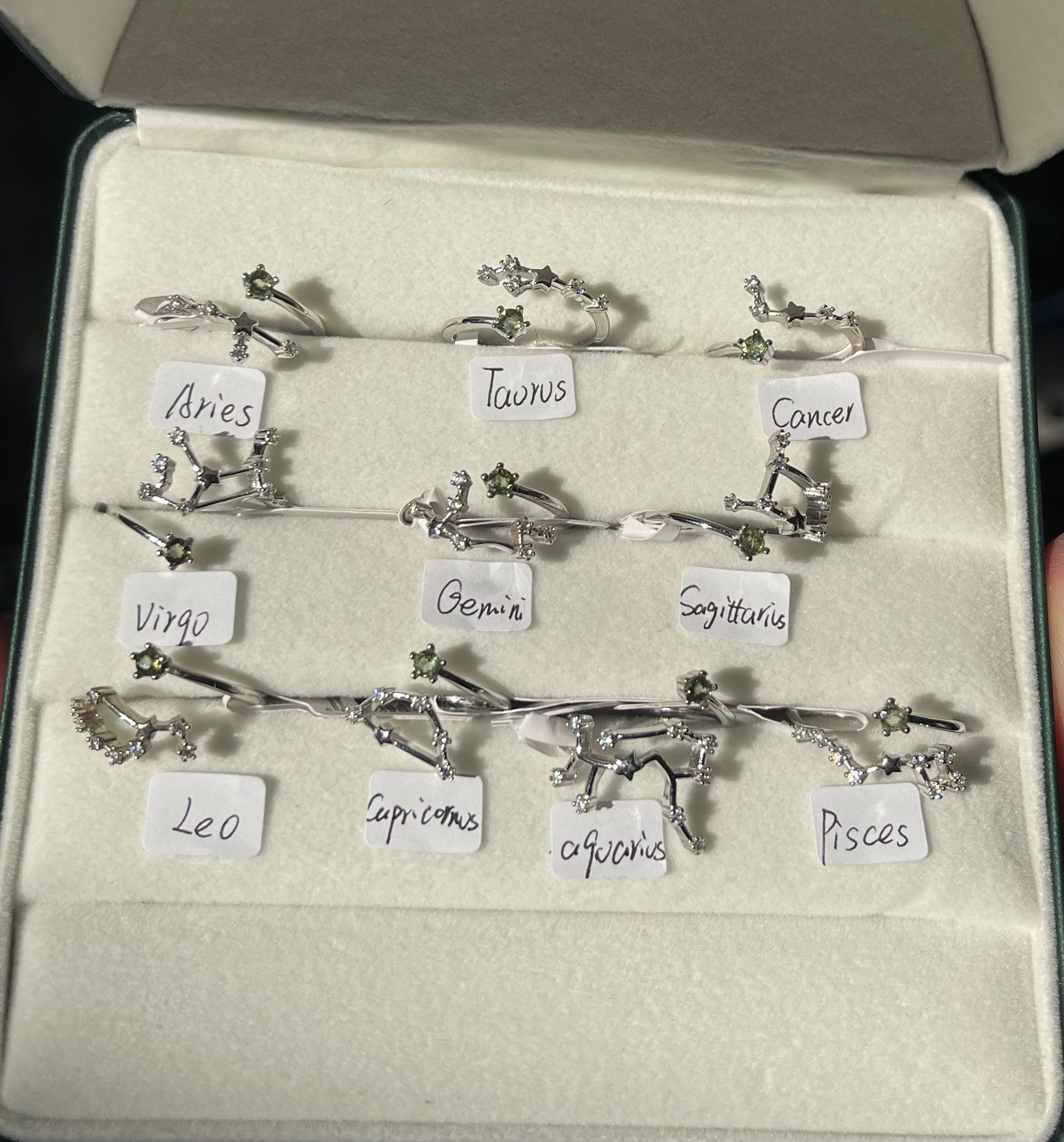 Moldavite Star Sign Rings