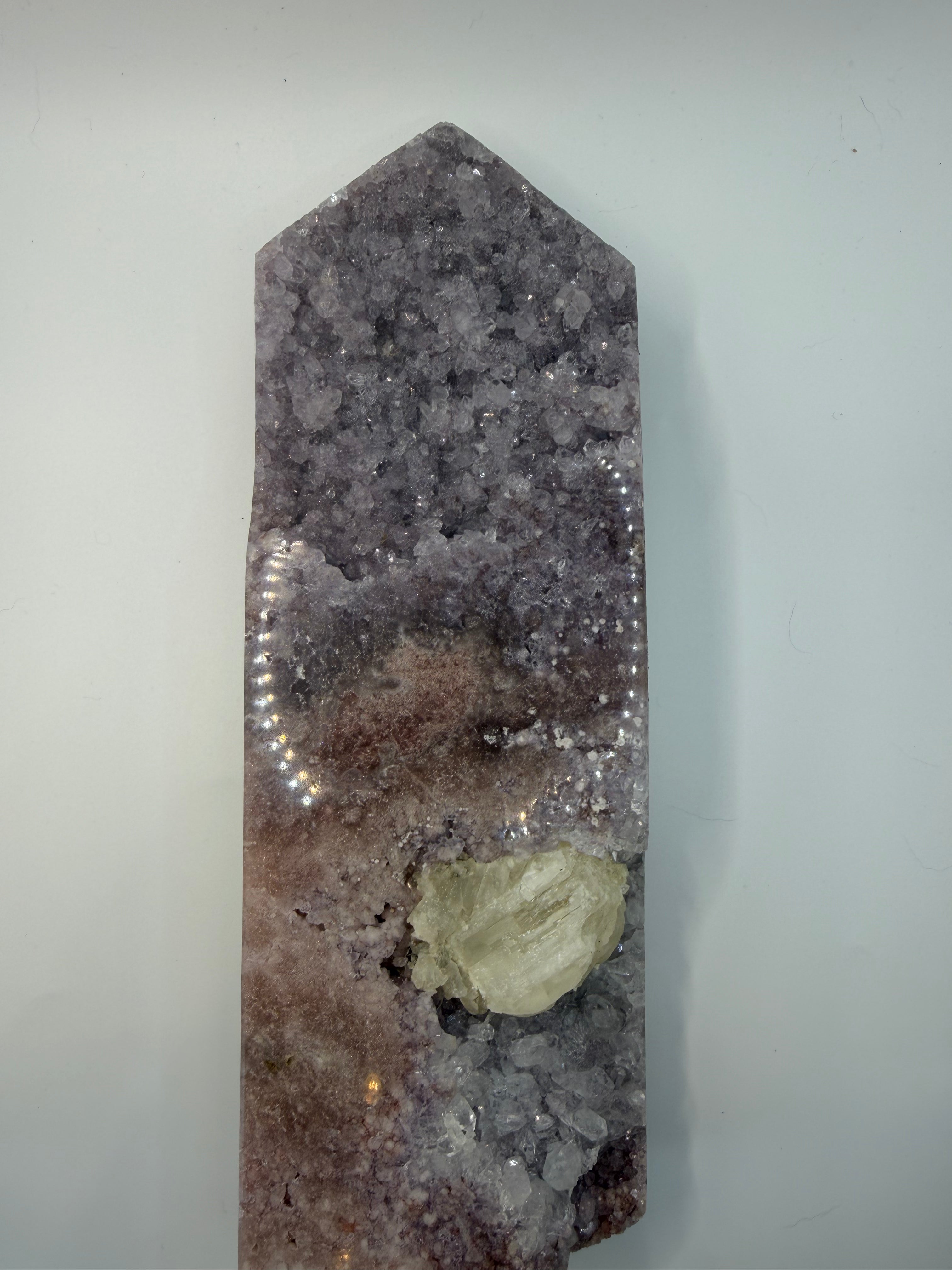 Statement Pink Amethyst Tower with Calcite Inclusion