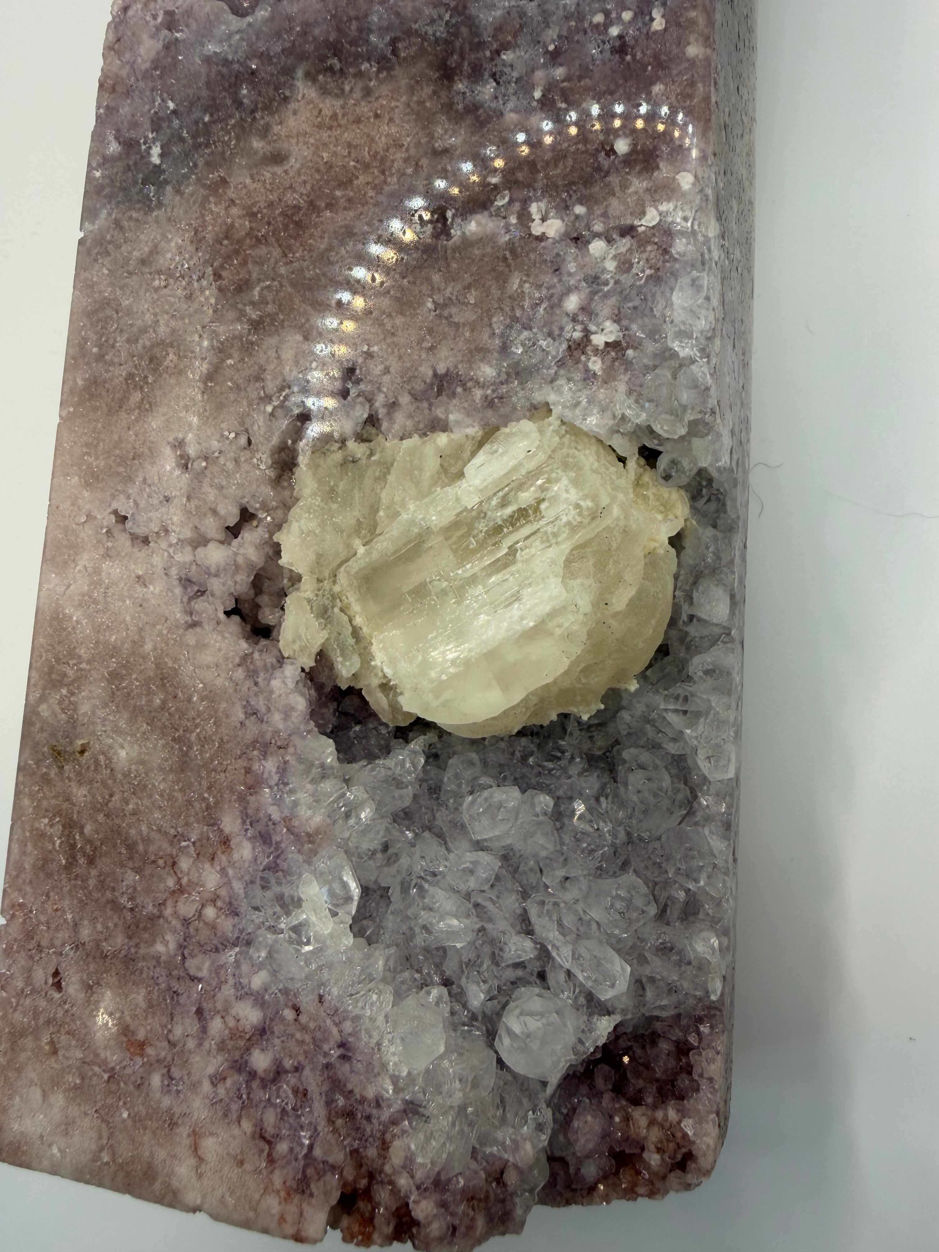 Statement Pink Amethyst Tower with Calcite Inclusion