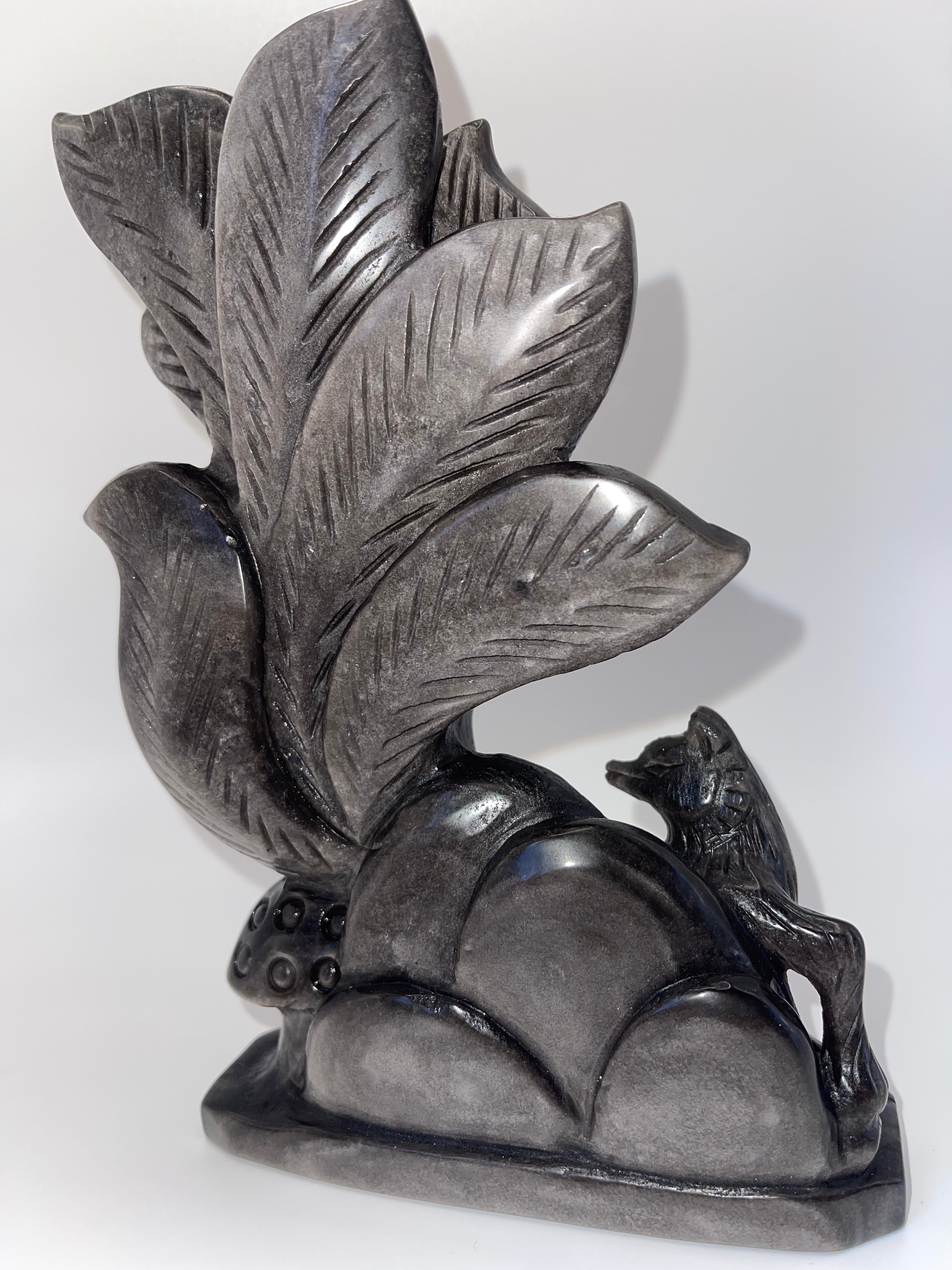 Silver Sheen Black Obsidian 9 Tail Fox