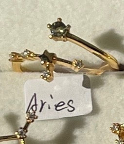 Moldavite Star Sign Rings Gold Plated