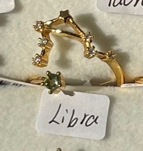 Moldavite Star Sign Rings Gold Plated