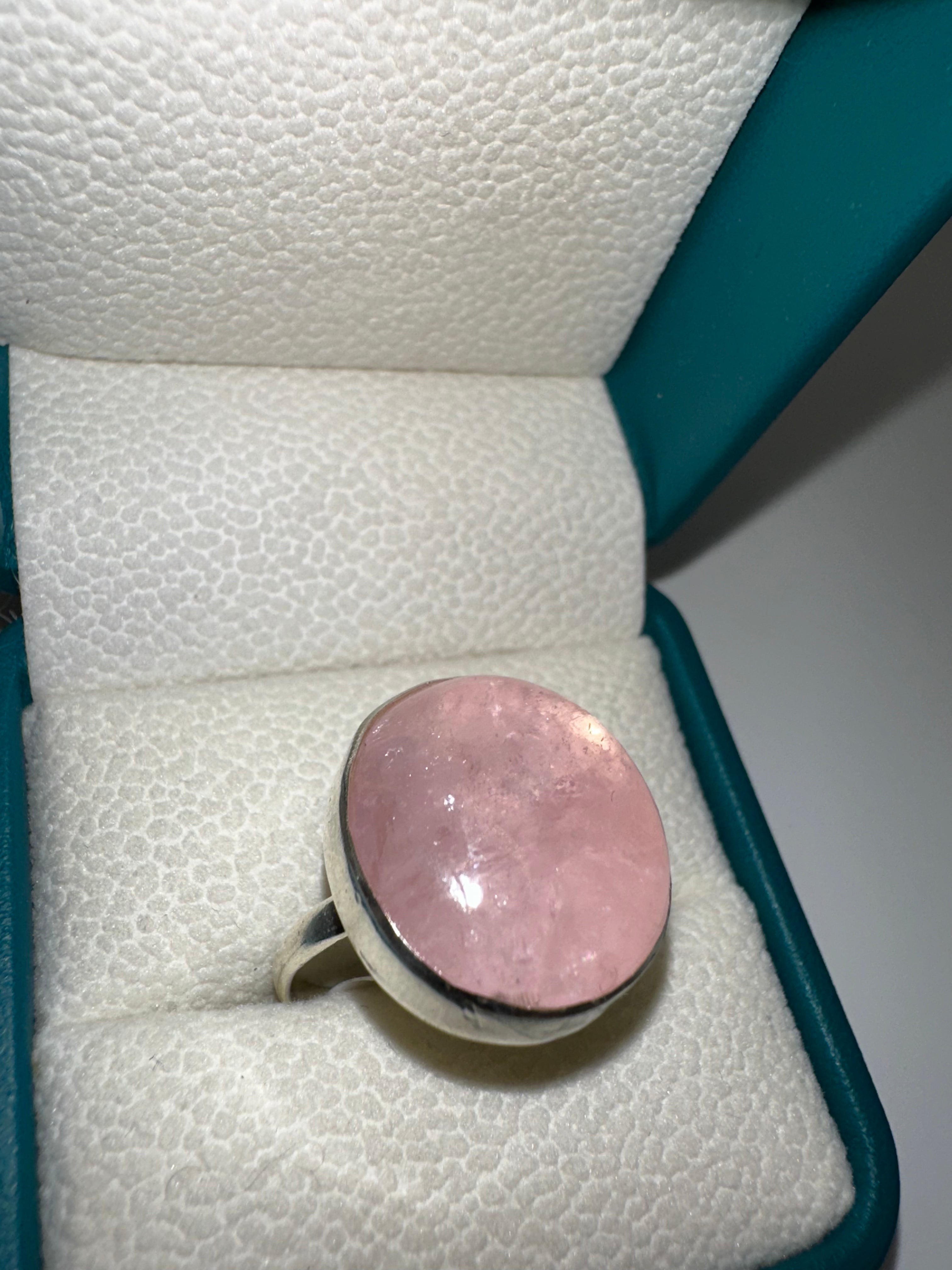 Rose quartz 925 rings