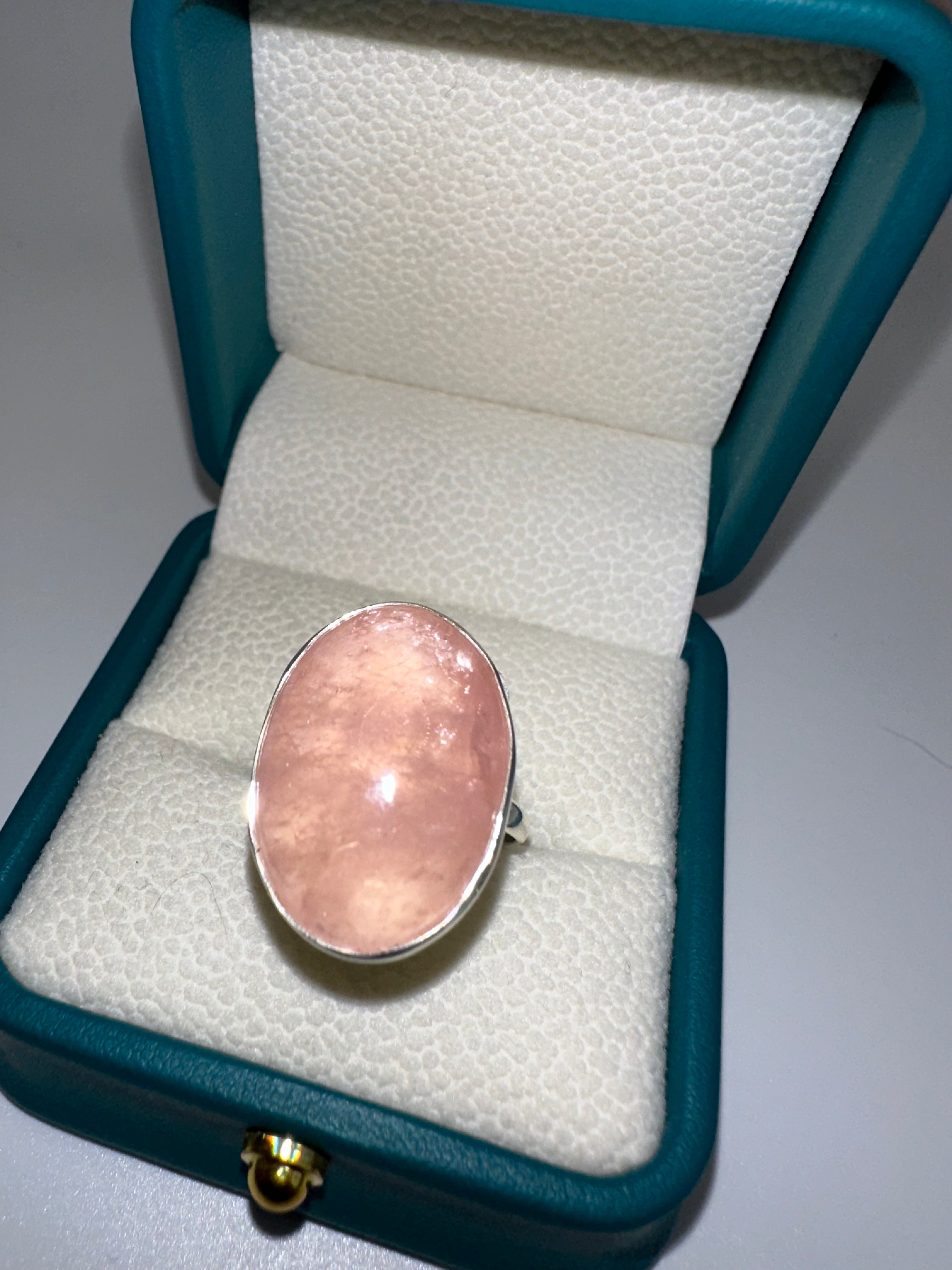 Rose quartz 925 rings