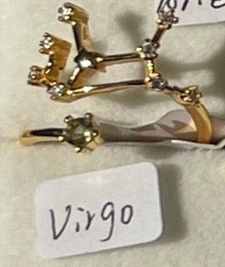 Moldavite Star Sign Rings Gold Plated
