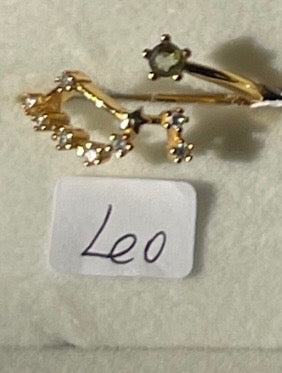 Moldavite Star Sign Rings Gold Plated