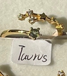 Moldavite Star Sign Rings Gold Plated