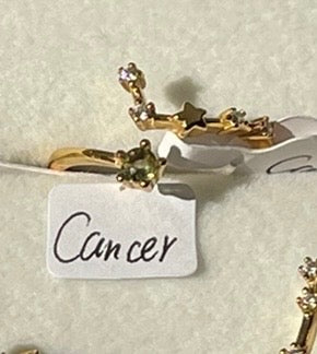 Moldavite Star Sign Rings Gold Plated