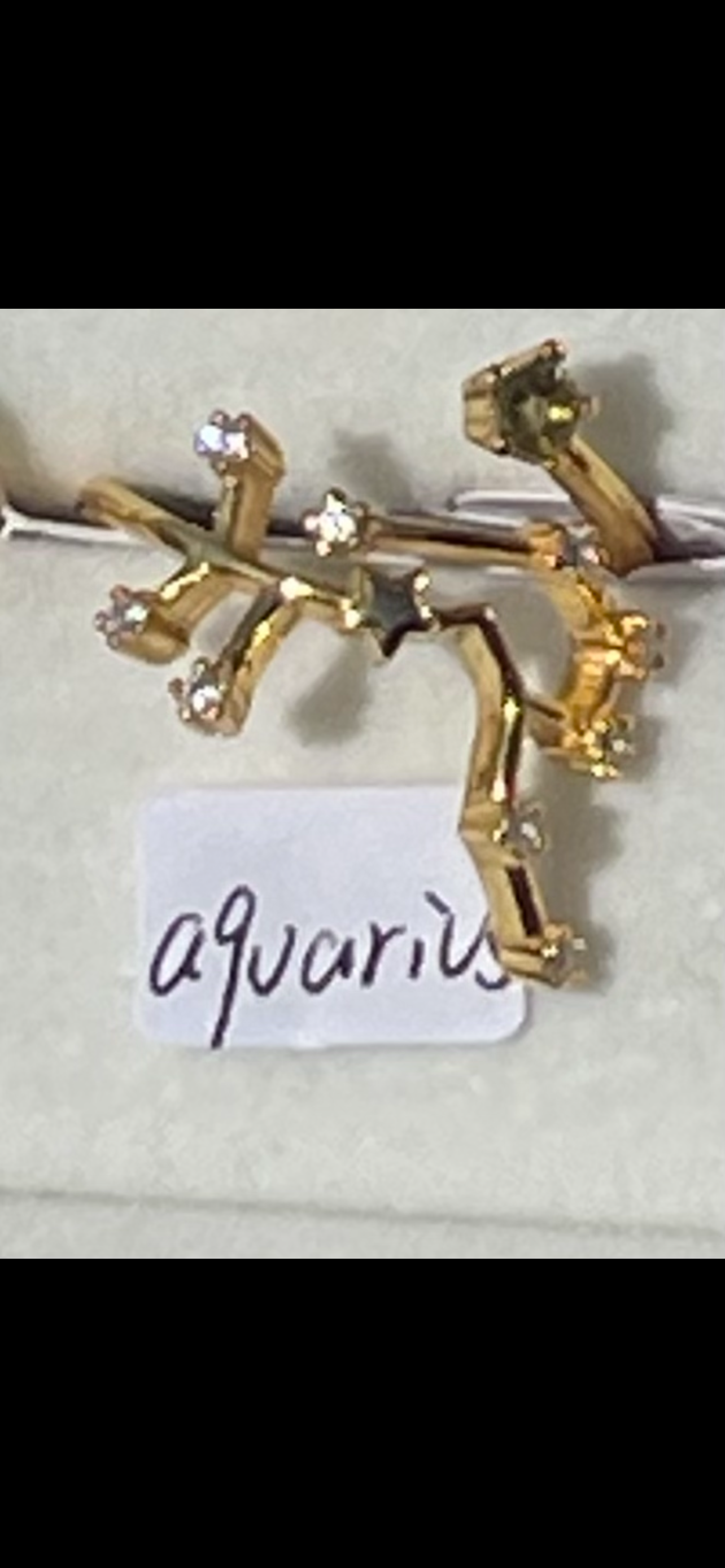 Moldavite Star Sign Rings Gold Plated